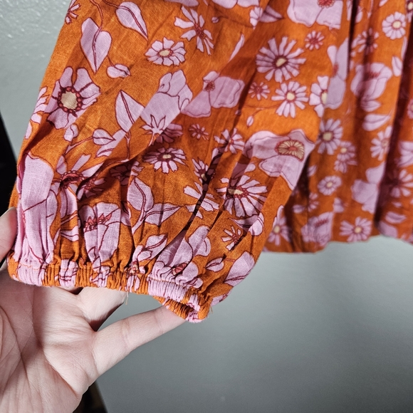 Free People Miss Daisy Floral Printed Smock Blouse Size S - Picture 6 of 14
